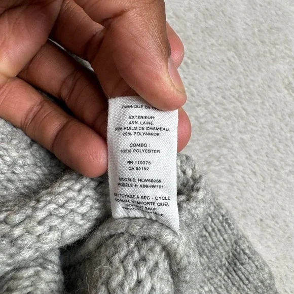 Helmut‎ Lang Sweater Womens M Gray Preowned Knit Cropped Pullover Trendy Modern